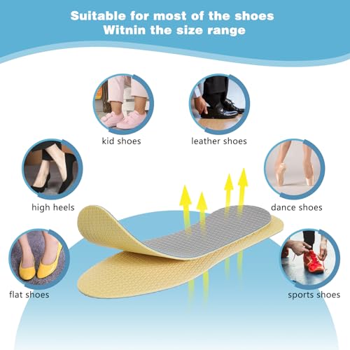Image of 4 Pairs Breathable Sweat, Plantillas para Zapatos De Mujer, Absorbing Silicone Thin Insoles for Women, Ultra-Soft Latex Foam Shoe Inserts, Cuttable and Washable Insoles for Size 8US (Gray)