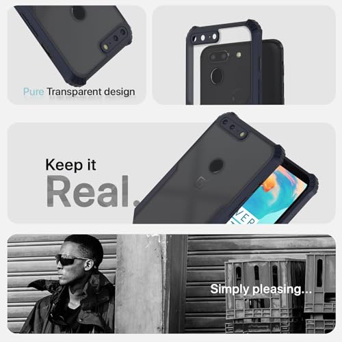Image of Pikkme OnePlus 5T Back Cover | Crystal Clear Transparent Back | Ultra Hyrbid | Full Camera Protection | Raised Edge | Bumper Back Case (Blue)