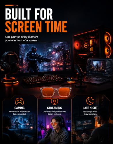 Image of TIJN Blue Light Blocking Glasses Dual AR Coatings Amber Orange Lens for Computer Gaming