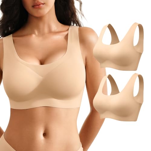 Image of Wireless Bras for Women No Underwire Seamless Full Coverage T-Shirt Bra