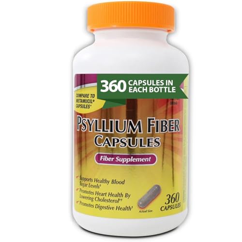 KS Psyllium Fiber Capsules, 360 Count, Supports Digestive Health, Gluten-Free, 100% Natural Fiber Supplement for Daily Wellness