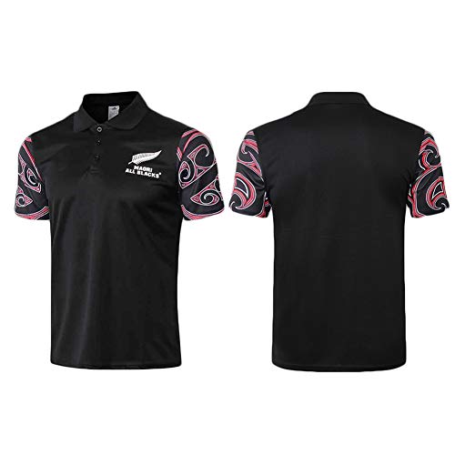 JUNBABY Maori All Blacks Camiseta De Rugby, Polo All Black Rugby para Hombre, Camiseta Maori Rugby-Black-XXXL