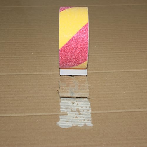 Image of Anti Slip Tape 2 Inch Wide, Waterproof Grip Adhesive Heavy Duty High Traction Friction for Indoor /Outdoor Steps (17 Ft /Red-Yellow).