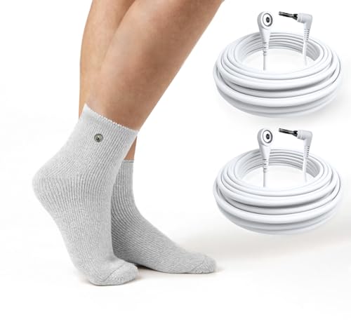 ZenEarth Grounding Socks Kit (Unisex Medium) Conductive Earthing Socks with 2 Grounding Cords Included.