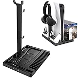 【Konsolenlüfter】 Der vertikale Ständer verfügt über zwei PS5-Konsolenlüfter mit hoher Geschwindigkeit und geringem Geräuschpegel, er kann die Konsole kühlen und die Lebensdauer der PS5-Konsole verlängern.