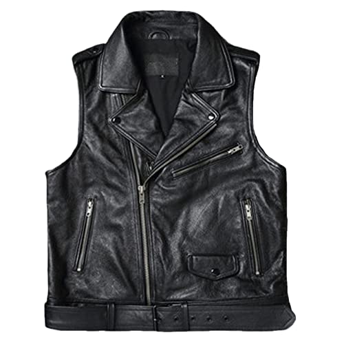 Veste sans manches cuir homme pour stopper le vent d'automne avec ce gilet noir en S