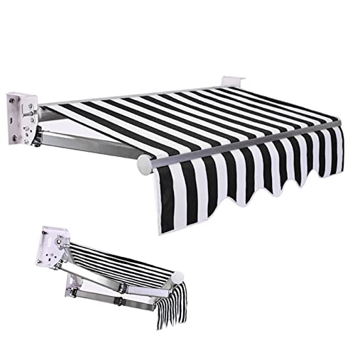 Tenda parasole retrattile da 200 x 150 cm, con bracci articolati e manovella, protezione UV e impermeabile, angolo regolabile, in alluminio, per balconi