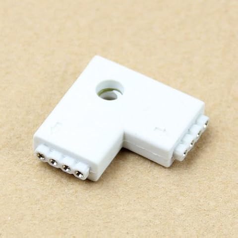 HeroNeo® 1pc RGB L Shaped 4 Pins 2 Way Female Connector Adapter For 3528 5050 LED Strip Light Cover