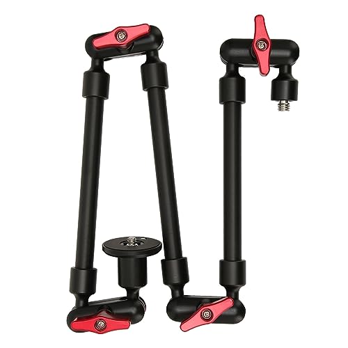 Soporte de Cámara Articulado Ajustable Goshyda, Rojo, Montura de Brazo, 31 Pulgadas/78 Cm, Varilla de Extensión Ajustable, Rotación de 360 Grados, Tornillos de 1/4 y 3/8 Pulgadas