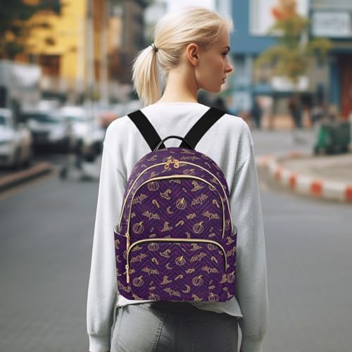 Image of Mini Backpack Halloween Bats Fashion Backpack Purse for Women,Handbag Shoulder Bag Casual Daypack, Ladies Gift for College Work(S)
