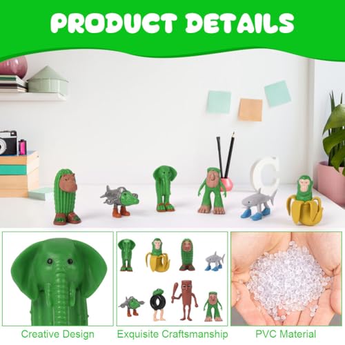 AOOSA 8 Stück Tung Tung Tung Sahur Figur, Italian Brainrot Figuren Set, Lustige Tralalero Tralala Figur, Schreibtisch Spielzeug Kreativ Hai AFFE und mehr Spielzeug