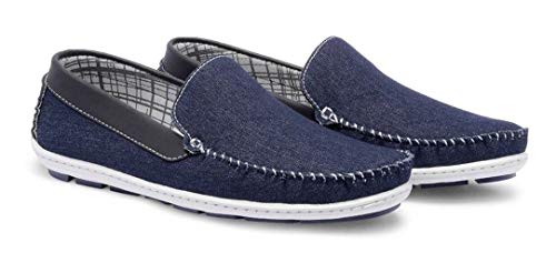 Kit 2 Pares Mocassim Masculino Costurado Casual Conforto Cor:Azul Marrom;Tamanho:40
