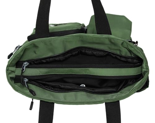 Image of Lusive's Double Pocket Handbag for Women: Stylish, Ideal Companion for Work, Travel, Polyester Material, Spacious 10-liter Capacity, 6 Pockets. (Black & Grey)
