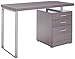 Monarch Specialties Left or Right Facing 47-Inch Modern Home Office Computer Study Writing Desk with Filing Drawer, 48"L, Grey & Silver