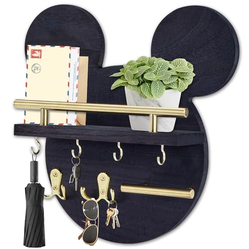 AIRPOP Key Holder for Wall–Mouse Wooden Mail Organizer Wall Mount