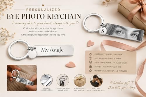 Image of Personalized Photo Keychain - Custom Laser Engraved Eye /half face Picture Keychain for Men & Women, High-Definition Portrait Keyring, Anniversary & Birthday Gift for Boyfriend /Husband Girlfriend