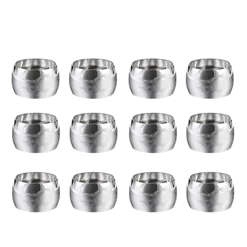 Servilleteros plateados - 12 servilleteros de metal redondos plateados | Servilleteros decorativos para bodas, Navidad, celebraciones familiares, día de San Valentín, fiestas y días festivos
