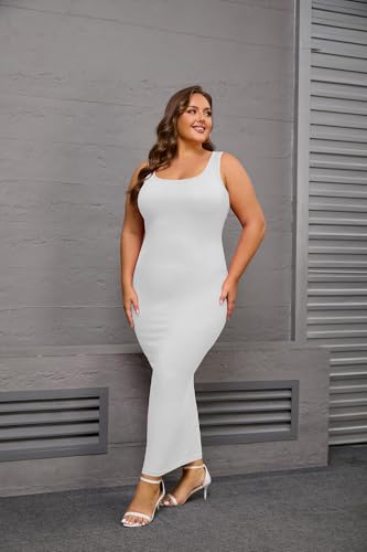 Image of YeGine Women Plus Size Sleeveless Bodycon Maxi Dresses Sexy Slim Tank Dresses