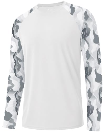 Image of FISHEAL Mens Long Sleeve Fishing Camo Shirts, UPF 50+ Sun Swim Rash Guard