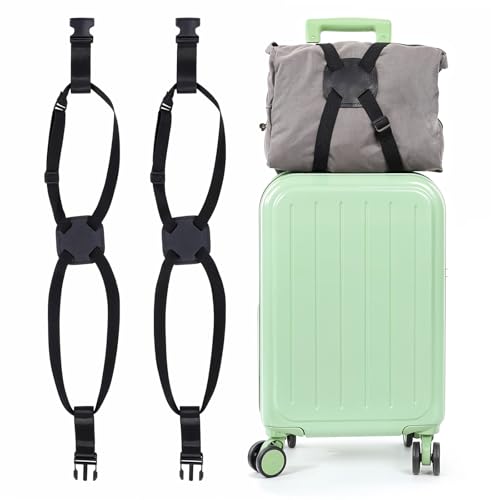 Image of Oruola 2pcs Luggage Strap for Carry on Bag, Add A Bag Luggage Strap, High Elastic Adjustable Luggages Belt for Suitcases Add a Bags,Travel Belt for Luggages Baggage Handbag Black