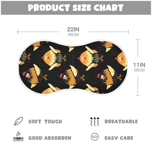 xigua Whimsical Chickens Muslin Baby Burp Cloths Set of 1, Super Soft & Absorbent Burping Rags, Cotton Burp Clothes Shower Gift for Newborn, Baby Girls and Boys4