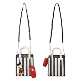 Bioworld Disney Bashful Mickey Pose 11.3' Blue & White Striped Crossbody Bag