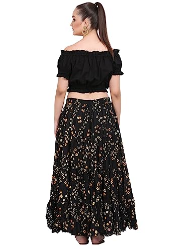 Wevez Ats 25 Yard Tribal Belly Dance Polka Dot Jaipur Skirt (Black) #TOP2