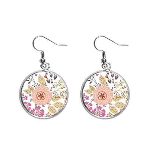 Pendiente de plata dalia flor de ley con pintura artística ideal para regalar en aniversarios