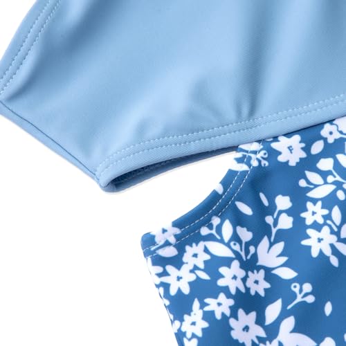 Image of Alakuoti Girls One Piece Swimsuits Cutout Ruffle Bathing Suit Quick Dry Beach Swimwear with Adjustable Strap 5-14 Years