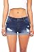 Wax Women's Juniors Body Enhancing Denim Shorts, Dark Denim, Large