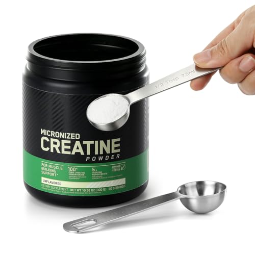 Aieve 5g Creatine Scoop,2 Pack Stainless Steel Measuring Scoops for Creatine Monohydrate Powder,...