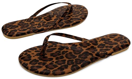 Image of INMINPIN Flat Flip Flops with Arch Support for Women - Memory Foam Flats Summer Sandals 2026 - Ultra Comfort Vegan Leather Thong Sandals Summer Beach Slide