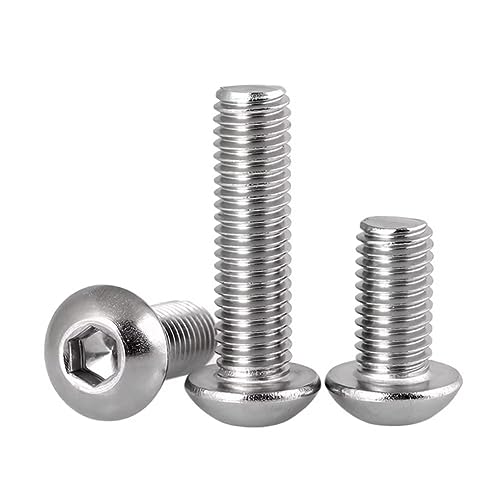 SYDARSYN Hex Socket Button Machine Screw (Bolt) Stainless Steel (A2) Round Head Allen Screws M10x100mm (3 pcs)