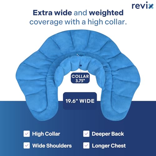 Image of REVIX Neck Heating Pad Microwavable, Weighted Microwave Heating Pad for Neck and Shoulders, Cordless Heated Neck Wrap with Moist Heat, Rice Heating Pad Microwavable for Muscle Discomfort, Blue