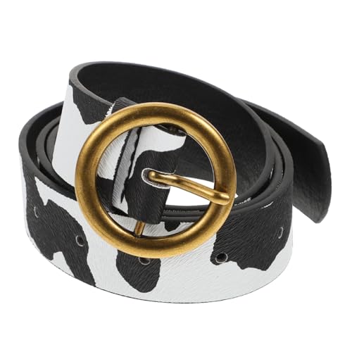 Cow Print Belt for Women Imitation Leather Waist Strap for Jeans and Dresses Lightweight Ethnic Style Waistband Accessory for Casual Outfits