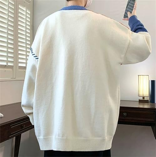 Men's Patchwork Sweater Colorblock Jumper Cable Knitted Pullover Oversized Thick3