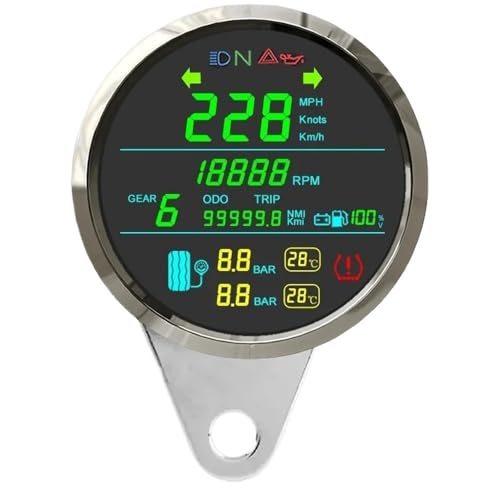 バイク走行距離計 デジタル 85mm タイヤ空気圧ゲージ GPS用 スピードメーター 走行距離計 RPM用 タコメーター 電圧計 燃料レベル バイク オートバイ メーター