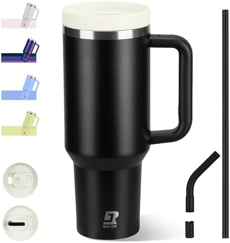 Thermobecher mit Strohhalm und Griff 1.2L,12h heiß/24h Eis Trinkf...