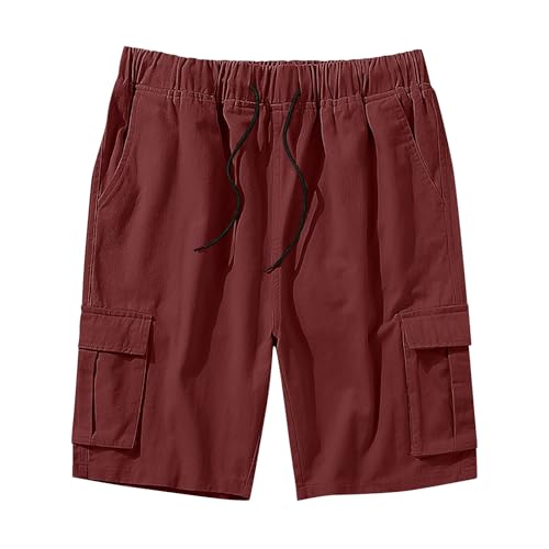 Image of Mens Cargo Shorts Lightweight Stretch Outdoor Hiking Short Gym Casual Shorts Drawstring Elastic Waist Multi Pockets