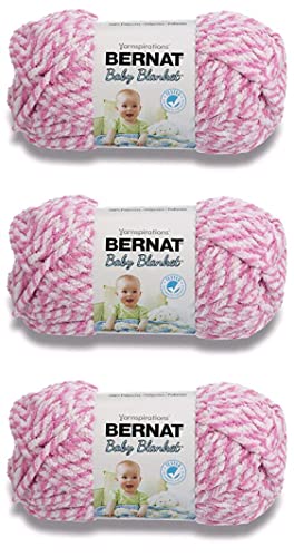 Image of Bernat Baby Blanket Pink Twist Yarn - 3 Pack of 100g /3.5oz - Polyester - 6 Super Bulky - Knitting /Crochet