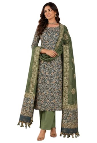 Image of STB-SILK TEXTILES BHAGALPUR Salwar Suit Cotton Silk Batik Print Dress Material Unstitched Suits Piece With Dupatta Dress material for women & girls