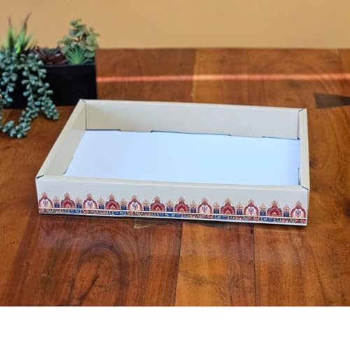 Image of SATYAM KRAFT 12 Pcs Multipurpose Folding Cardboard Gift Box | Premium Paper Hamper Empty DIY Tray for Wedding, Birthday, Gifting, Gift Packaging, Festive Foldable Hampers, Stylish Return Gifts (Beige)