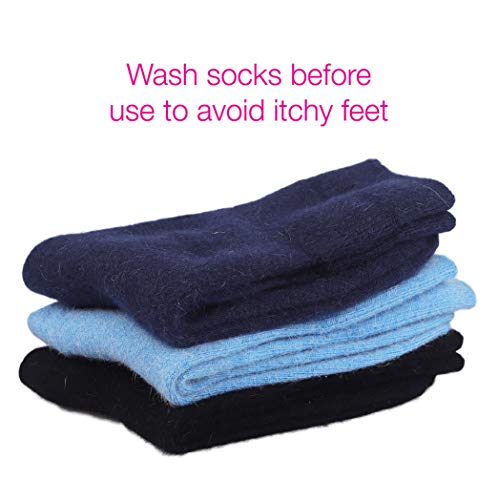 Cashmere Wool Blend Warm Thick Thermal Casual Black Socks For Women And Girls (3 Pack) Multicolor Cozy Crew Socks Size: 6-9 Great For Indoors Outdoors Hiking Or Camping #TOP2