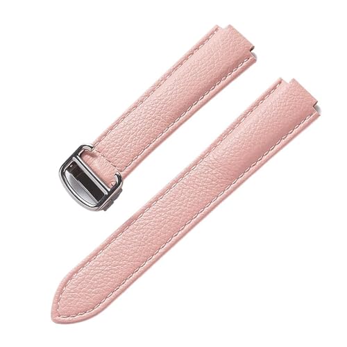 Bracelet convexe en cuir souple de vachette motif litchi pour montre 14mm
