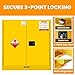 Yellow 45 Gal Safety Storage Cabinet, Manual Closing Flammable Liquid Locker, Large Metal Chemical Box with Shelves, 44