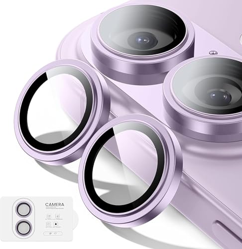 Image of Choiche Camera Lens Protector Compatible for iPhone 17 (Purple) - 9H Tempered Glass Camera Cover, HD Clear Anti-Scratch Screen Protector with Metal Ring Decoration, Case Friendly, Night Shot Safe