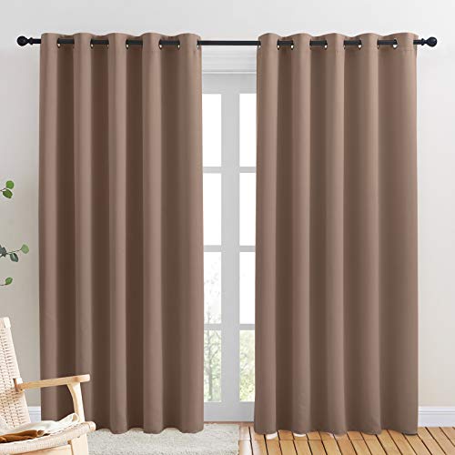 NICETOWN Window Draperies Blackout Curtain Panels, Window Treatment Thermal Insulated Solid Grommet Blackout Drapes for Bedroom (1 Pair, 70 by 84 inch