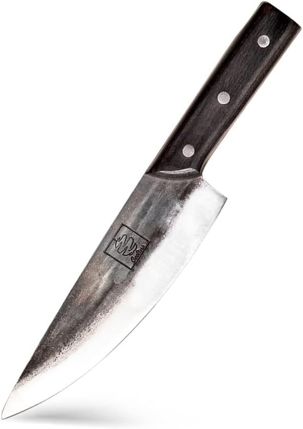 COOLINA Altomino Tungsten Steel Slicing Knife, 7.1-in Japanese Traditional Chef, Forged Hammered Kitchen Knife, Outdoor Cooking Hunting Survival Knives