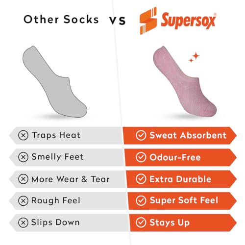 Image of Supersox Women's Combed Cotton Metallic Design No Show Length Socks (Multicolour ) - Pack of 5