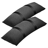 Confezione da 2 sacchi di sabbia riempibili per ombrellone da patio, resistente tela 600D, base ad arco fino a 22,2 kg, resistente alle intemperie, ancoraggio per mobili da esterno con cinghie, nero